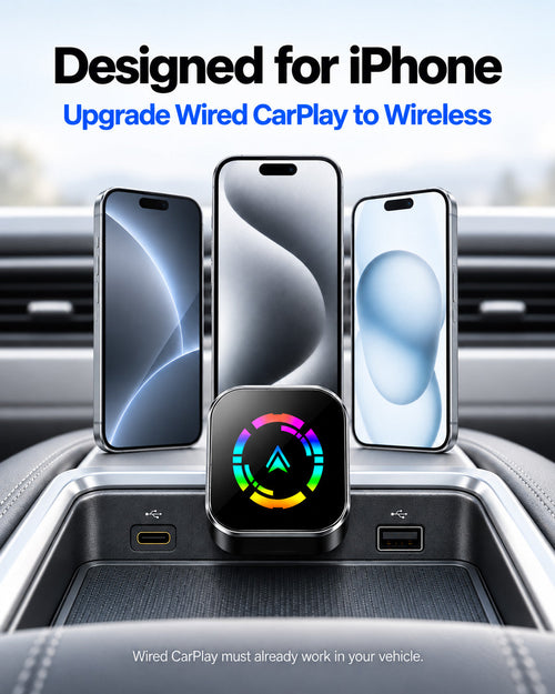 Converts factory wired CarPlay or Android Auto into a wireless connection