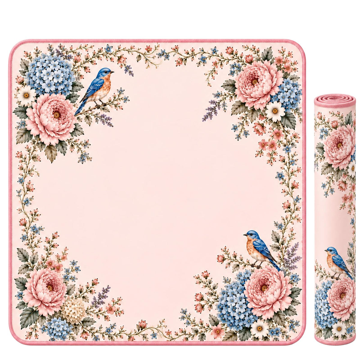 Oulores mahjong mat with vintage country-garden print, 3mm non-slip rubber